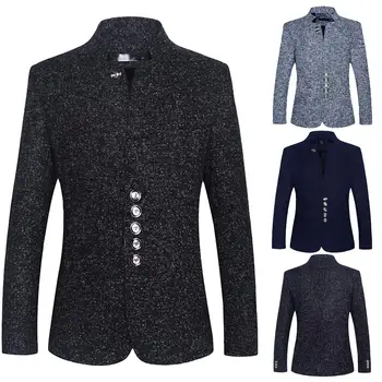 

ZACOO Men Business Casual Stand Collar Slim Suit Jacket