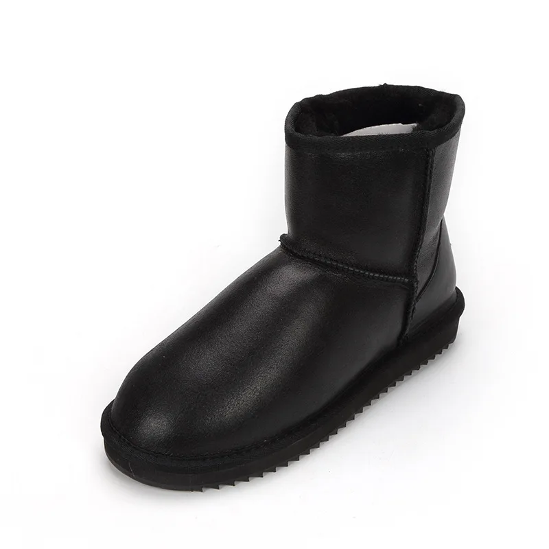 Модные мужские зимние ботинки из водонепроницаемого материала; зимние ботинки из натуральной овечьей кожи; ботильоны из натурального меха и шерсти; теплая зимняя обувь - Цвет: Metal Black
