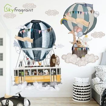 

Cartoon ins hot air balloon travels wall stickers self-adhesive home bedroom wall decor kids room sticker baby room decoration