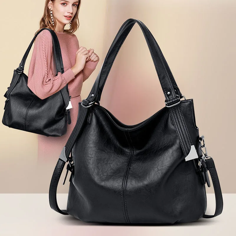 

Leather Bag 2018 Middle-aged Mummy Bag Retro Leather Hand Bag Workplace Atmospheric Shoulder Bag a Generation of Fat