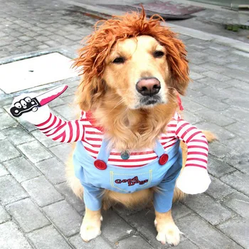 

5PCS Funny Halloween Pet Cat Costume With Mane Wig Cap Hat Transfiguration Clothes Pet Fancy Dress
