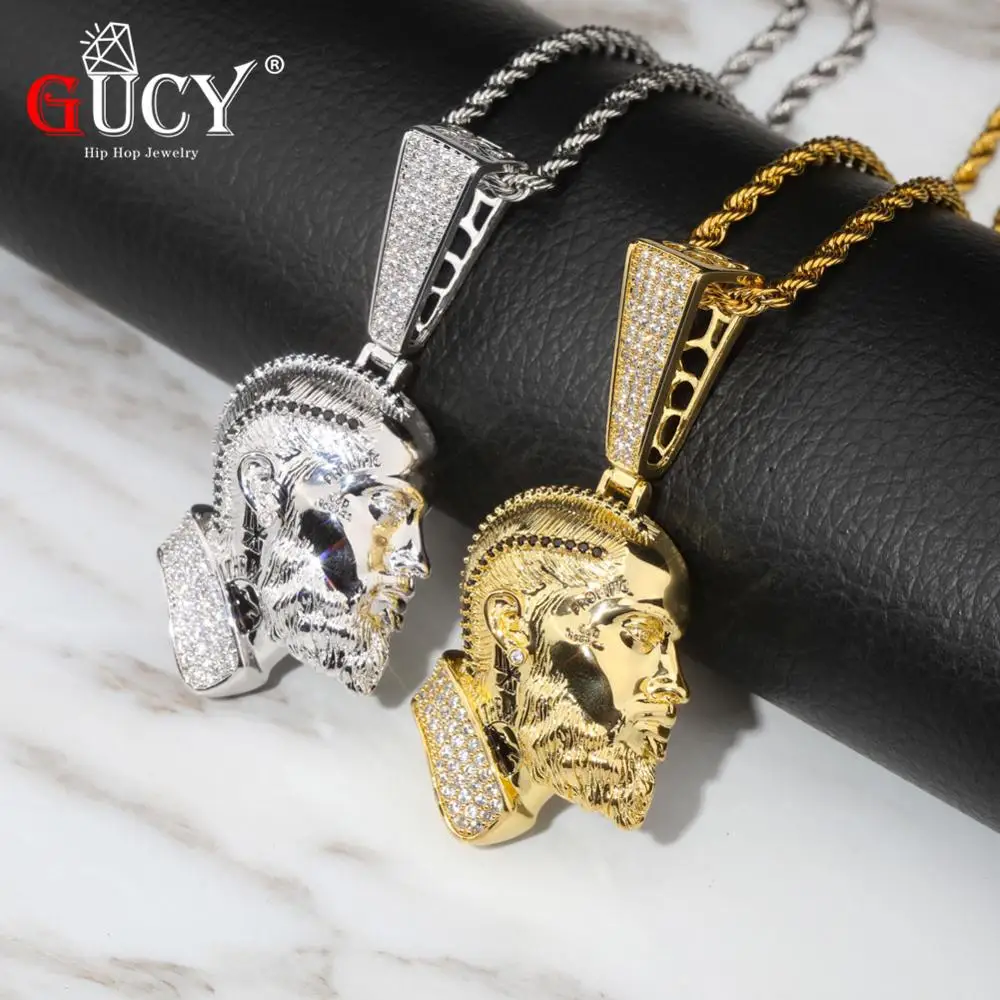 Cena Gucci Nipsey hustle męska czaszka wisiorek naszyjnik osobowość łańcuch złoto srebro Iced Out cyrkonia Hip hop Rock biżuteria