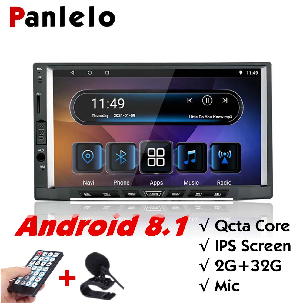 Panlelo S15 2din android 8,1 Qcta ядро gps Радио 2 грамма HD ips экран 7 дюймов стерео сенсорный экран навигация для Kia Bluetooth