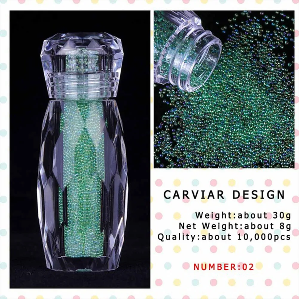 1 бутылка мини-икра бусины Кристалл ногтей Декор 3D крошечные микробусины Блеск Стразы дизайн ногтей Декор DIY Пикси Маникюр Аксессуары - Цвет: green