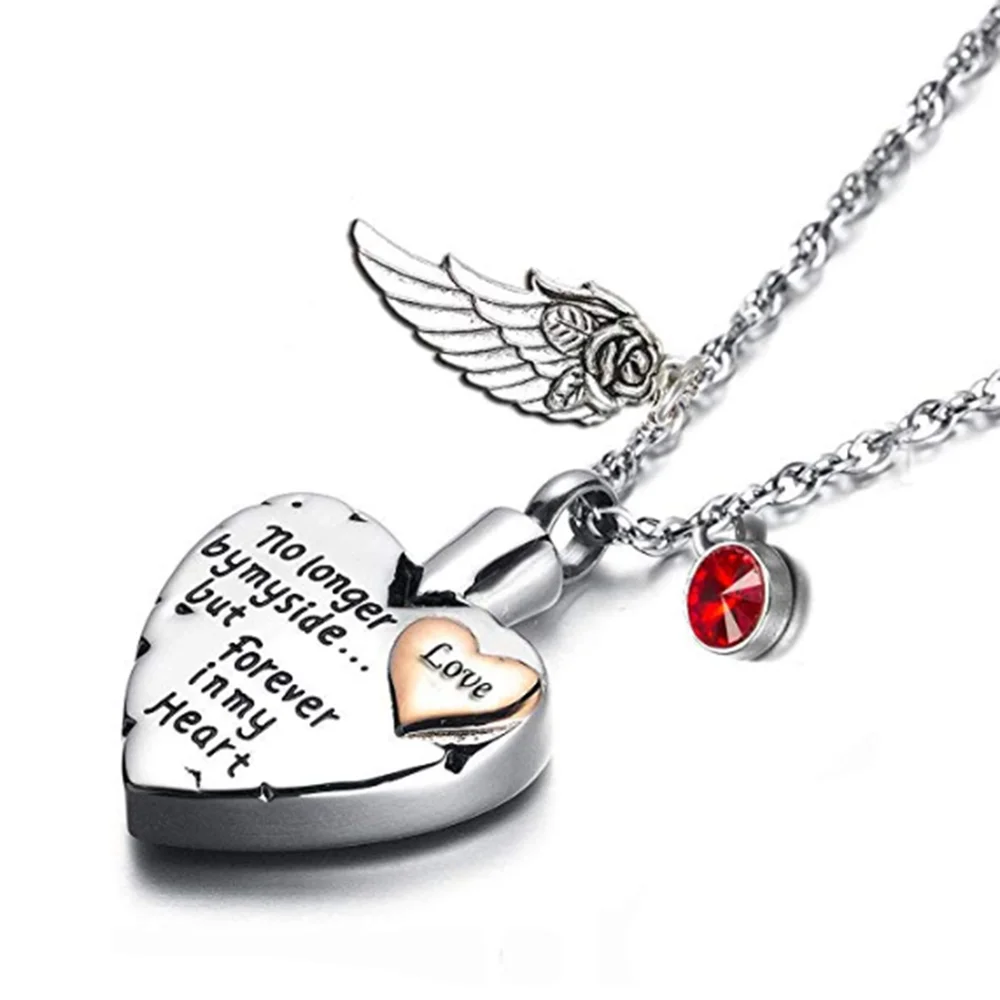 Cremation Jewelry for Ash My Husband Urn Necklace Angel Wing Birthstone Keepsake Memorial Pendant Cremation Jewelry for Ash My Husband Urn Necklace Angel Wing Birthstone Keepsake Memorial Pendant