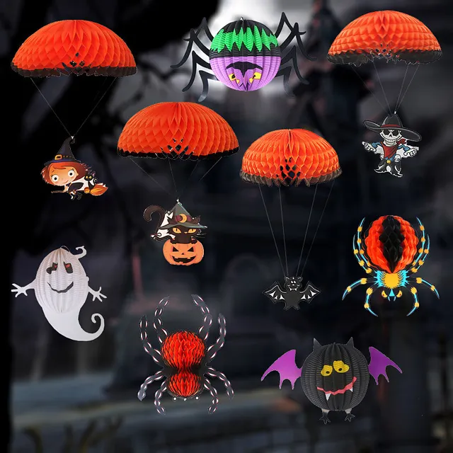 3 db 3D Spide Gost Hanging Halloween Denevérpapír Labda Rendezvény Dekorációhoz Medál Kísértetjárta Ház Csepp Bár Ktv Szoba Dekoratív