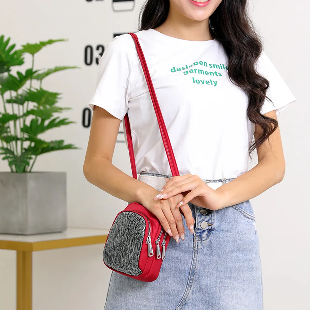 Women Nylon Sequin Coin Purse Shoulder Mobile Phone Bag Exquisite Girls Delicate Handbag Elegant Ladies Fashion Casual Bags
