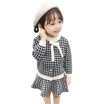 

Girls Clothes Plaid Coat + Skirt Children's Clothes For Girls Patchwork Girl Outfit Toddler Baby Girl Clothes