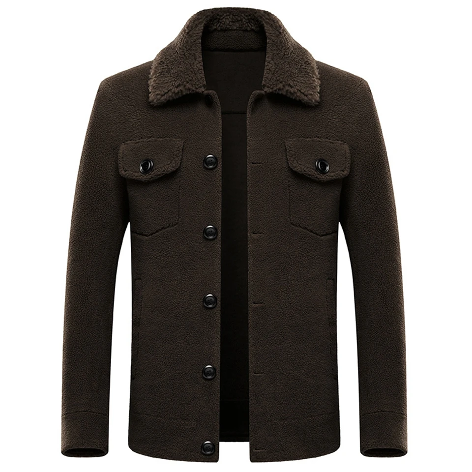 Высококачественная теплая зимняя подкладка из натуральной замши мужской шерстяной пиджак однобортный мужской шерстяной однотонный мужской двусторонний шерстяной пиджак