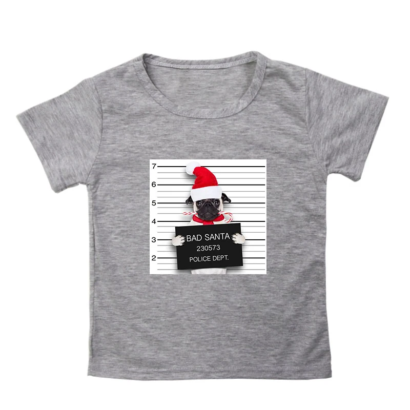 T shirt 5 Футболка для мальчиков и девочек Детские хлопковые футболки с короткими рукавами и принтом «Bad Dog Bad Cat» топы с короткими рукавами в стиле «merry christmas» для мальчиков и девочек, koszulka - Цвет: T shirt 5