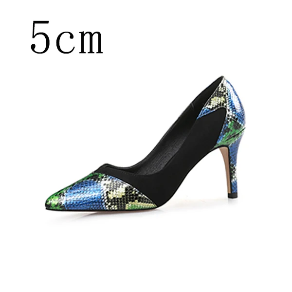 Женская обувь из натуральной кожи; роскошные женские туфли-лодочки на высоком каблуке; свадебные туфли с острым носком; демисезонные модельные туфли на каблуке; большой размер 44 - Цвет: Black Pumps 5cm