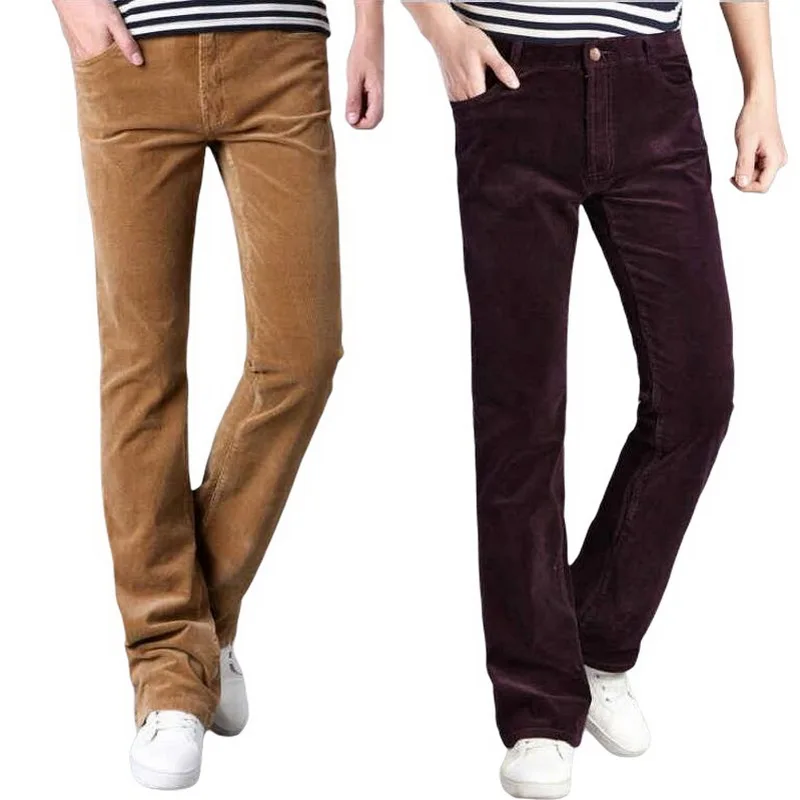 Men Flared Trousers Corduroy Boot Cut Trousers Bell Bottom Pants Casual Flare Pants Corduroy