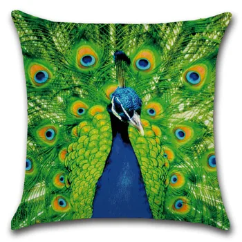 

Peacock Feather Printed Linen Pillow Case Flower Animal Bird Cushion Covers Decorative for Car Sofa Home Decoration Accessories