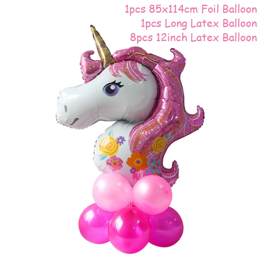 10pcs balloon set WEIGAO/вечерние Бандана с единорогом, тарелка и чашка, украшение для дня рождения, Детские вечерние принадлежности, одноразовые столовые приборы - Цвет: 10pcs balloon set