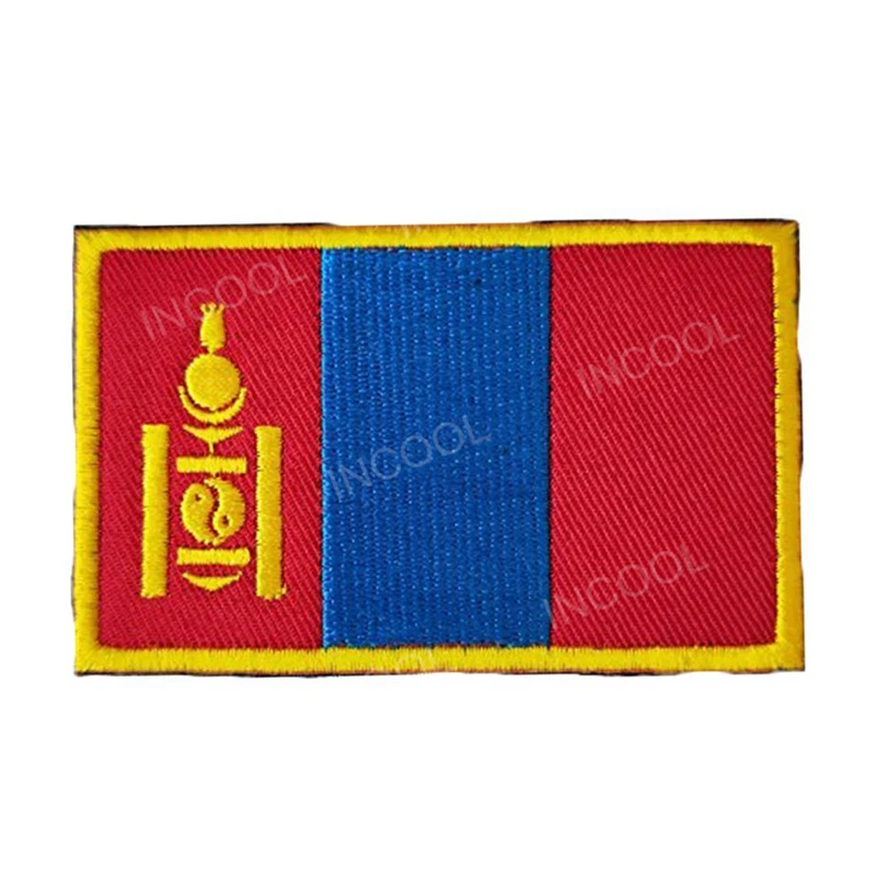 Mongolia Flag Бруней, шрю-Ланка, Maldives Kazakhstan Nepal Palestine Kuwait Таиланд Малайзия Laos национальный флаг, вышитые нашивки, значки с флагом - Цвет: Mongolia Flag