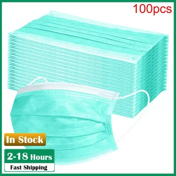 

100pcs Disposable Non-woven 3-Ply Dustproof Protective Masks Personal Health Care Anti-Dust Face Mask With Elastic Earloop masky