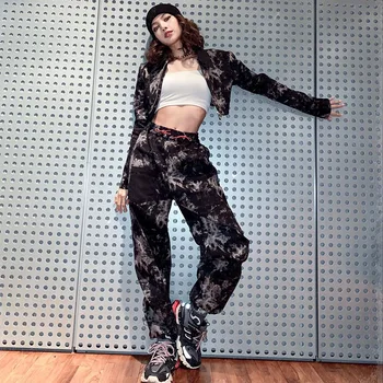 

Tie Dye Camouflage Bomber Jacket Coats Women Streetwear Zipper Turn Down Collar Street Style Hip Hop Jackets Clothes