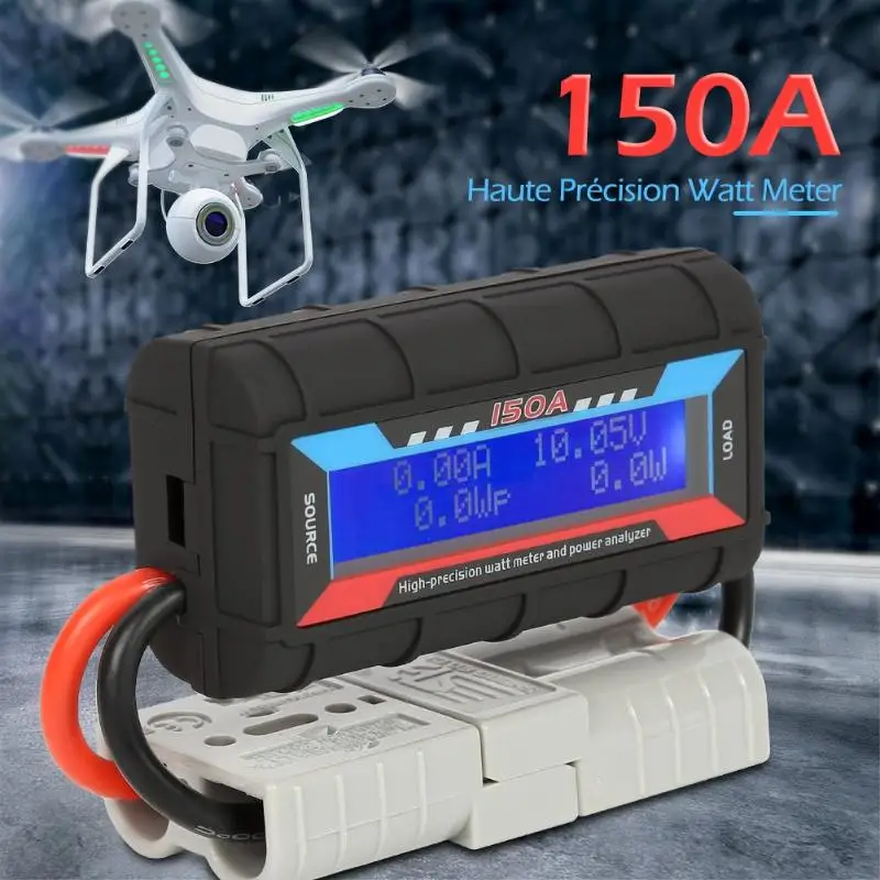 150A Watt Meter Power Analyzer w/2 Plugs LCD Backlight for RC Drone Battery