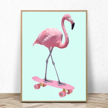 

Prints Home Decor Painting Nordic Style Flamingo Scooter Pictures Wall Art Modular Canvas Creative Watercolor Living Room Poster