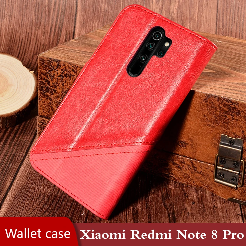 Чехол книжка с откидной крышкой для Xiaomi Redmi Note 8 Pro Кожаный противоударный чехол