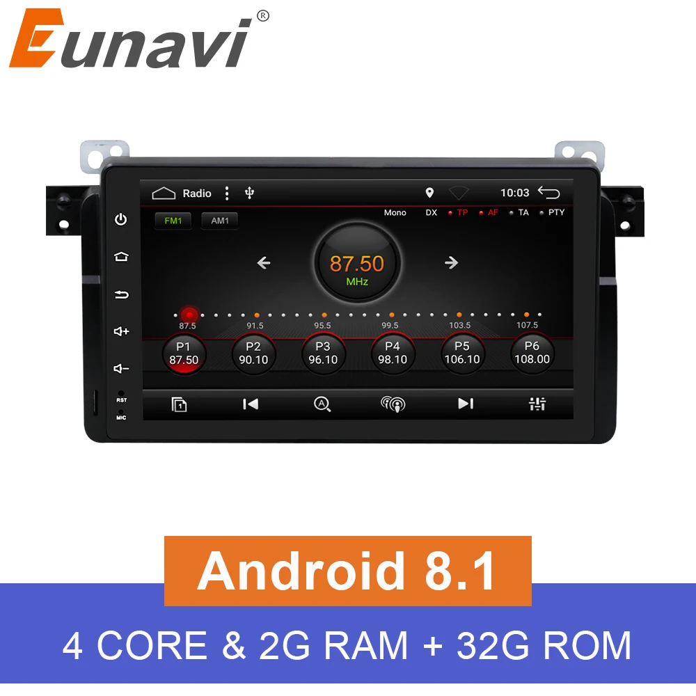 Eunavi 1 Din 9 дюймов 4 ядра Android 8 для BMW E46 M3 Rover 75 автомобильный DVD gps Wi Fi 4G Радио RDS CAN шина