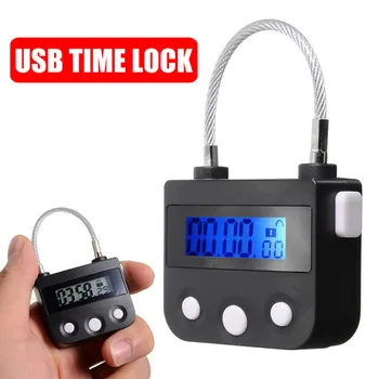 

Mayitr 1pc Electronic Time Lock 4 Grades Waterproof USB Rechargeable Time Switch Lock Padlock for Home Improvement