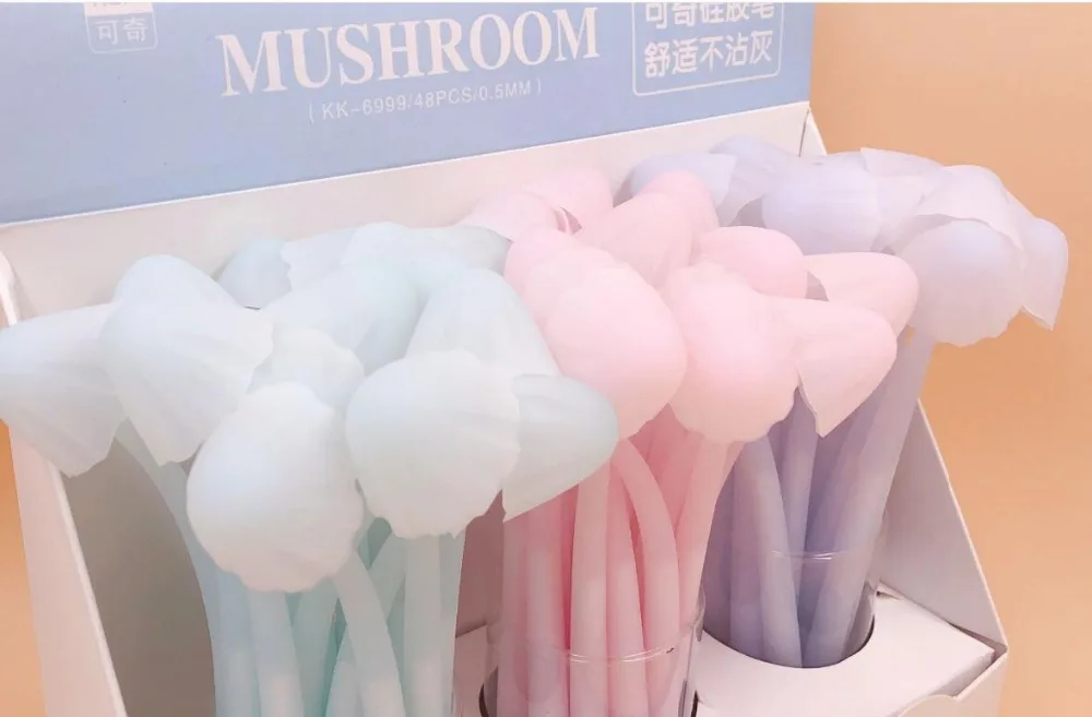 creative color mushroom gel pen cute cartoon neutral pen student prize pen office black writing pen promotion gift pen 48pc/lot