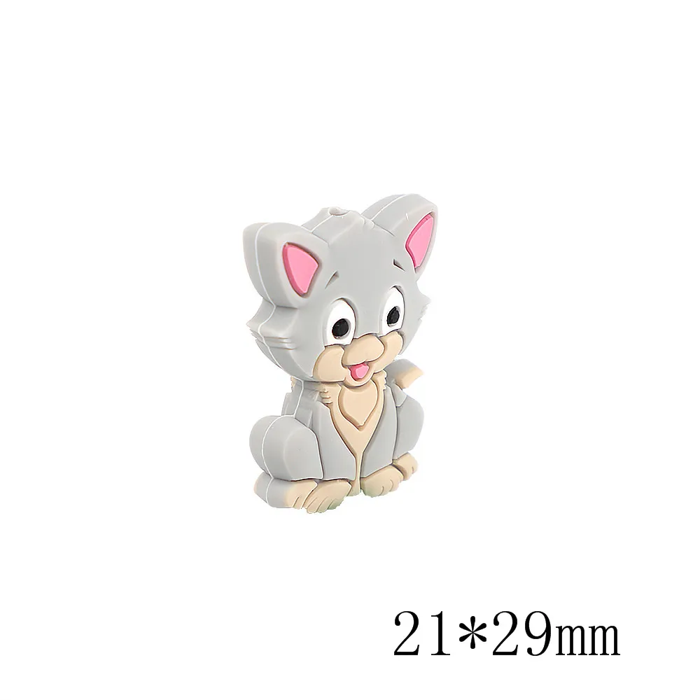 2pc TYRY.HU Bpa Free Cat silicone rodent Baby Teething Ring Gum Massage Baby Silicone Teether - Цвет: 2pc