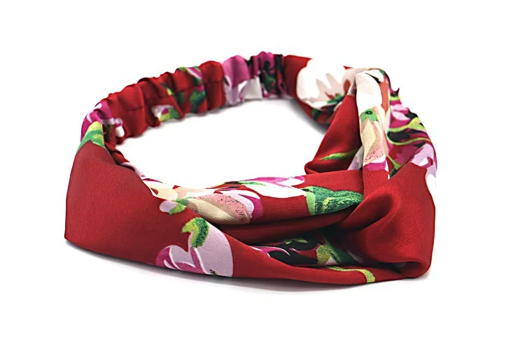 60pcs/lot DIY Simple Multi Geranium Flower Silk Satin Head Bands Elasticity HeadBands Hair Styling Tools Accessory HA1294
