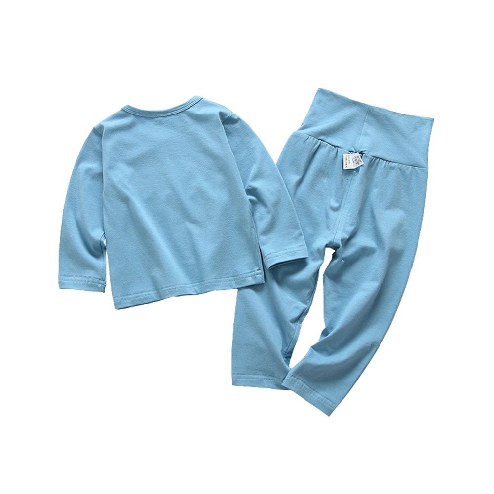 Комплекты из 2 предметов подштанники для маленьких мальчиков и девочек, короткая Модная хлопковая футболка с длинными рукавами+ штаны, пижамный комплект для малышей, домашняя одежда для детей
