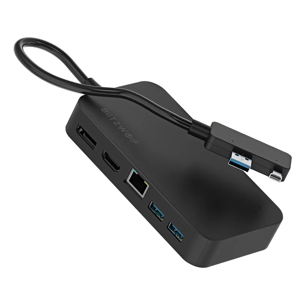 Black BlitzWolf BW-TH7 7 в 1 стыковочный концентратор поверхности с USB3.0/USB2.0 DC5V в RJ45 Gigabit Ethernet DP HD порт адаптер для Surface Pro - Цвет: Black