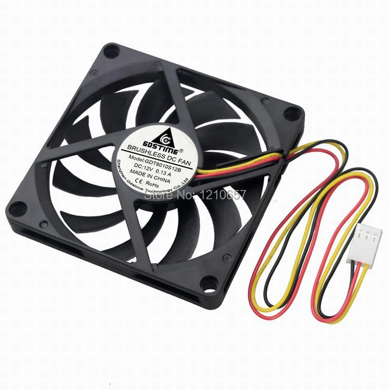 2 шт. Gdstime 3Pin 8 см 80x10 мм 80 x 10 DC 12 В Бесщеточный Охлаждающий вентилятор для