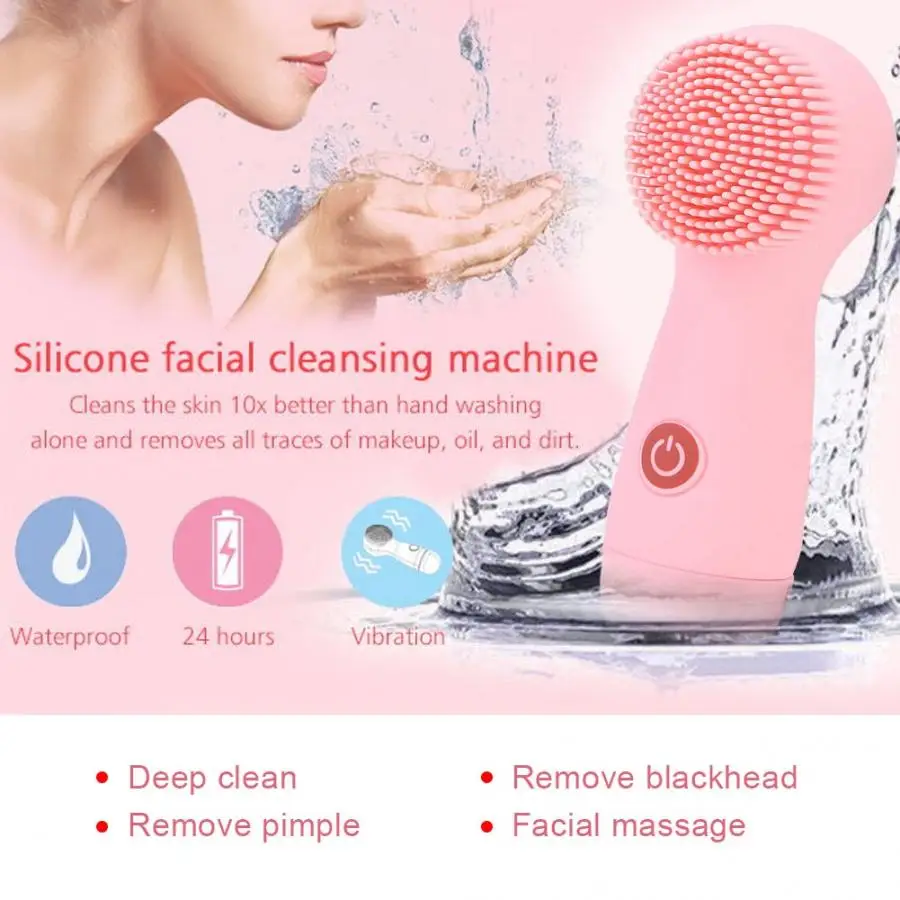 Лазерная Машинка для удаления волос, электрический силиконовый инструмент для очищения лица, водонепроницаемый очиститель пор, массажер, щетка, Вибратор