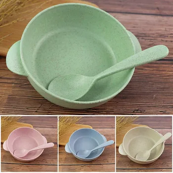 

Eco-Friendly Toddle Plate Dish Children Dinnerware 2019 Baby Feeding Tableware Set Kids Anti-hot Training Bowl+Spoon