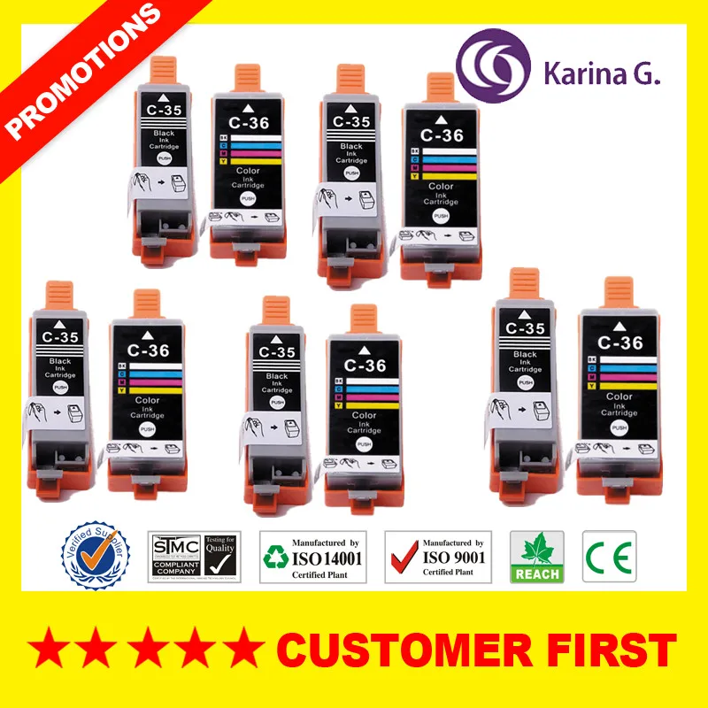 10PK высококачественный совместимый чернильный картридж для PGI35 CLI36 PIXMA iP100