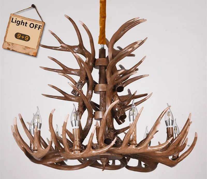 Retro Resin Antler Pendant chandelier Living room Restaurant Bar  4/6/9 Arms Brown White E14 Deer Horn lights house decoration flower chandelier