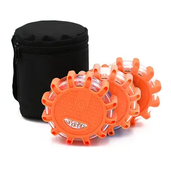 

3Pcs Traffic Emergency LED Flashing Light Car Roadside Parking Warning Night Lamp Roadside Disc Beacon Police Orange Led Light