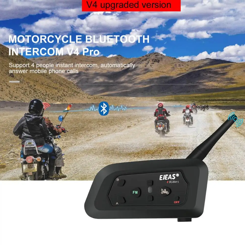 EJEAS V4 Pro Интерком Мото шлем Bluetooth гарнитура 850 мАч 4 человека Cascos Inalambricos динамик