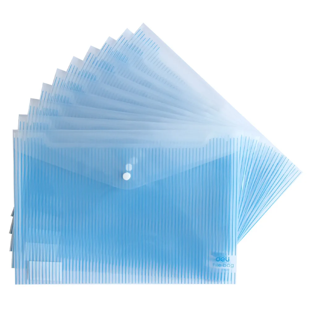 

Deli 5630 Snap Closure File Holder File Bag A4 Transparent File Bag 10 PCs Factory Price Sale