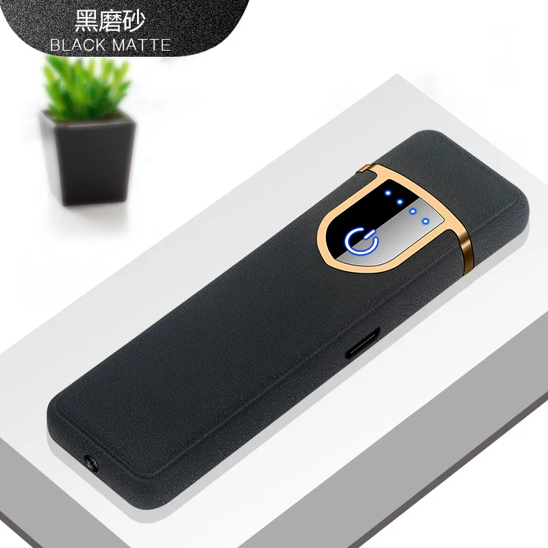 Может гравировать Зажигалка электронная зарядка USB Мини ветрозащитная Бесшумная