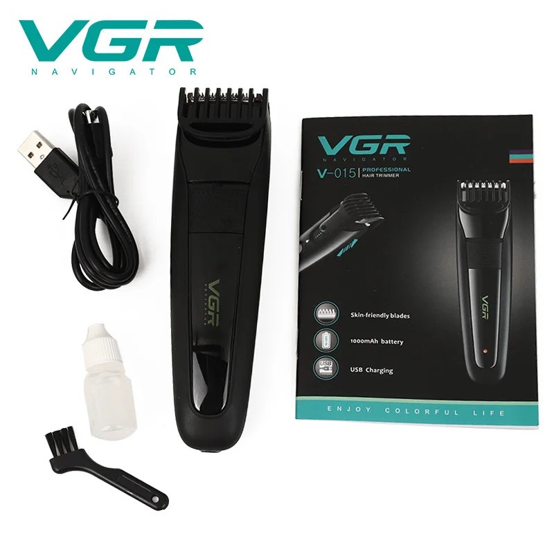 VGR 015 Hair Clipper Professional Barber Beard Styler Stainless Head USB Rechargeable Washable Noise Reduction Trimmer VGR V015 5