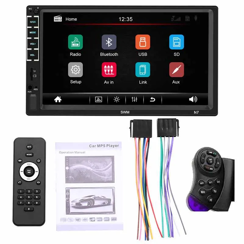 Mirror Link Автомобильный магнитола 2 din Bluetooth MP5-плеер Громкая связь A2DP MP3 USB TF Aux-in 7-дюймовый стерео аудиосистема Головное устройство PHYEE N7 - Цвет: remote