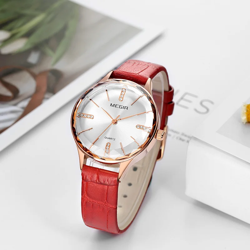 MEGIR новые роскошные женские часы Reloj Mujer кожаные женские кварцевые женские наручные часы Часы Relogio Feminino дропшиппинг