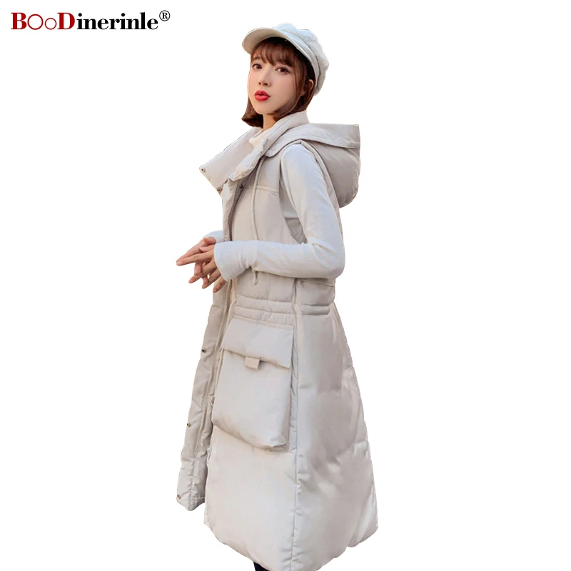 

BOoDinerinle Winter Woman Coats 2019 Women's Vest White Long Sleeveless Jacket Waistcoat Fashion Plus Size Warm Hooded Jacket