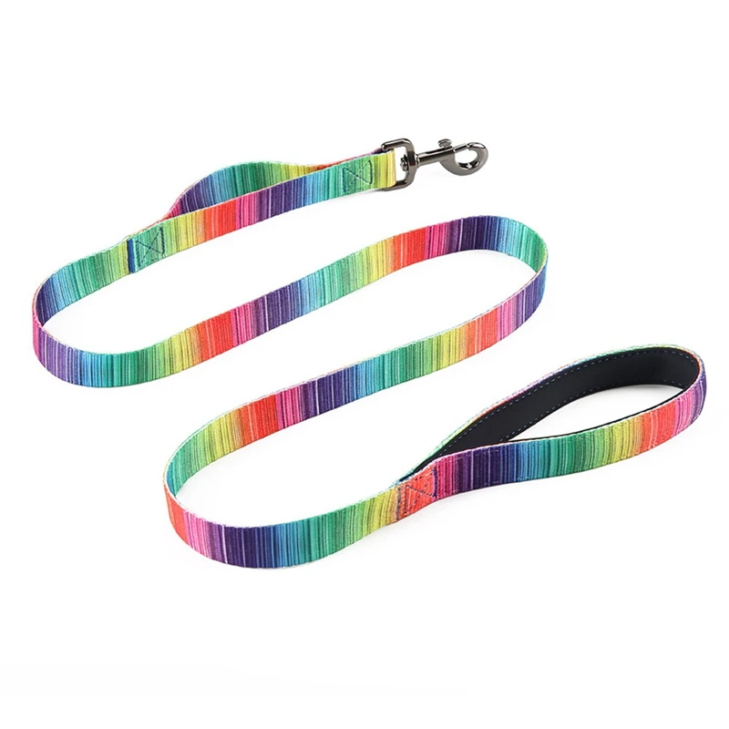 Colorful Canvas Dog Lead Leash Double Trickness Running Reflective Safe Walking Training Dog Leash For Small Medium Large Dogs