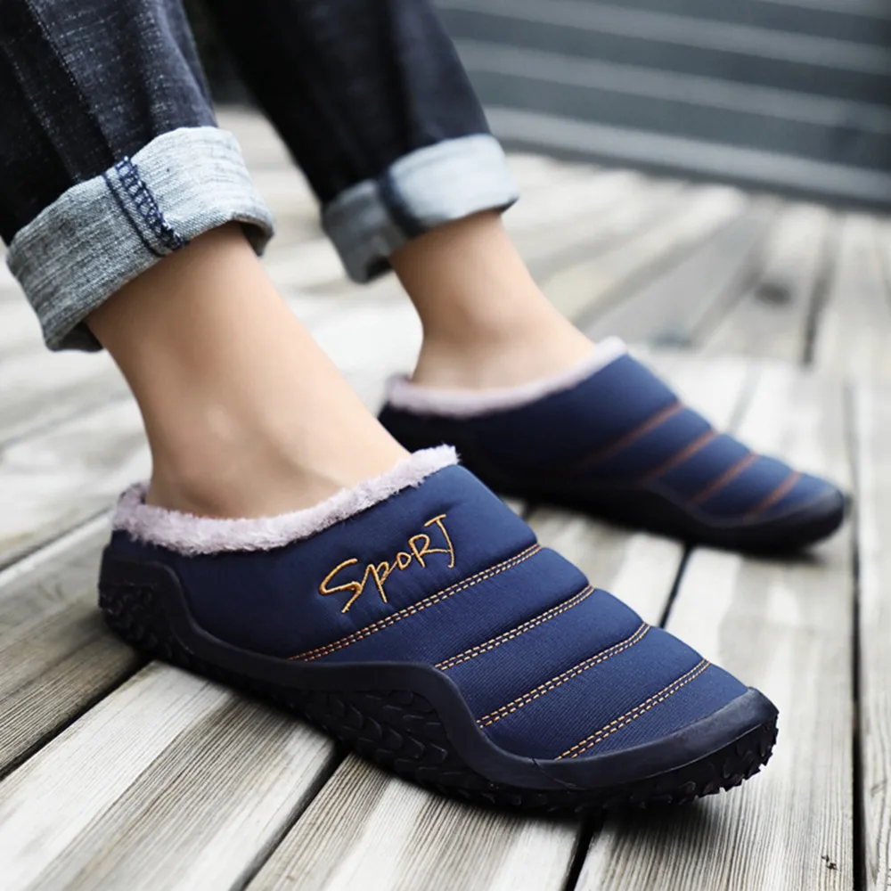 Home Slippers Winter Man Slippers House Cotton Shoes Plus Size High Quality Warm Anti-skid Man Slippers Fashion Slippers Indoor