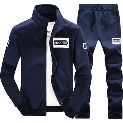 13071701-D75darkblue Aismz спортивная одежда с капюшоном комплект Осенняя мужская одежда поло спортивные костюмы мужские толстовки и пальто джоггеры Размер 4XL - Цвет: 13071701-D75darkblue