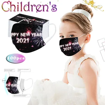 

10/20/30/50/100 Masque Enfant Children's Christmas Printed Mask Disposable Protective Nonwove 3ply Mascarillas Earloop Masque
