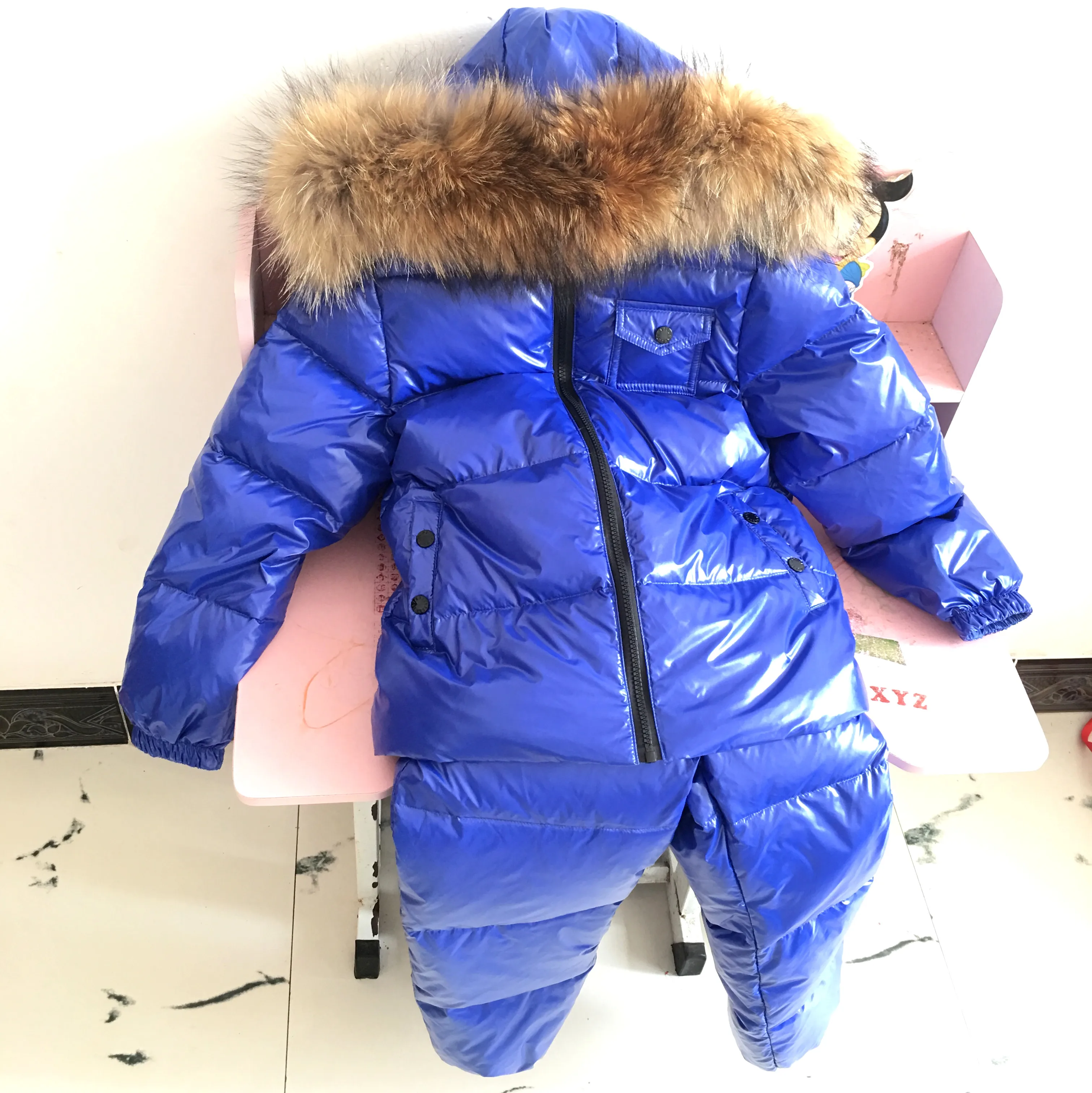 

Winter Kids Duck Down Jackets for Boy Girl Snow Wear Child Thick Hooded Clothes Sets with Fur Collar Toddler Park Overcoat Parka