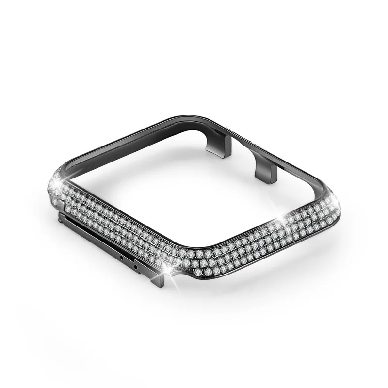 A Black Сменный Браслет со стразами+ Чехлы для Apple Watch 4 band 40 44 38 42 мм роскошный ремешок из нержавеющей стали аксессуары для iwatch 3 2 - Цвет ремешка: A Black